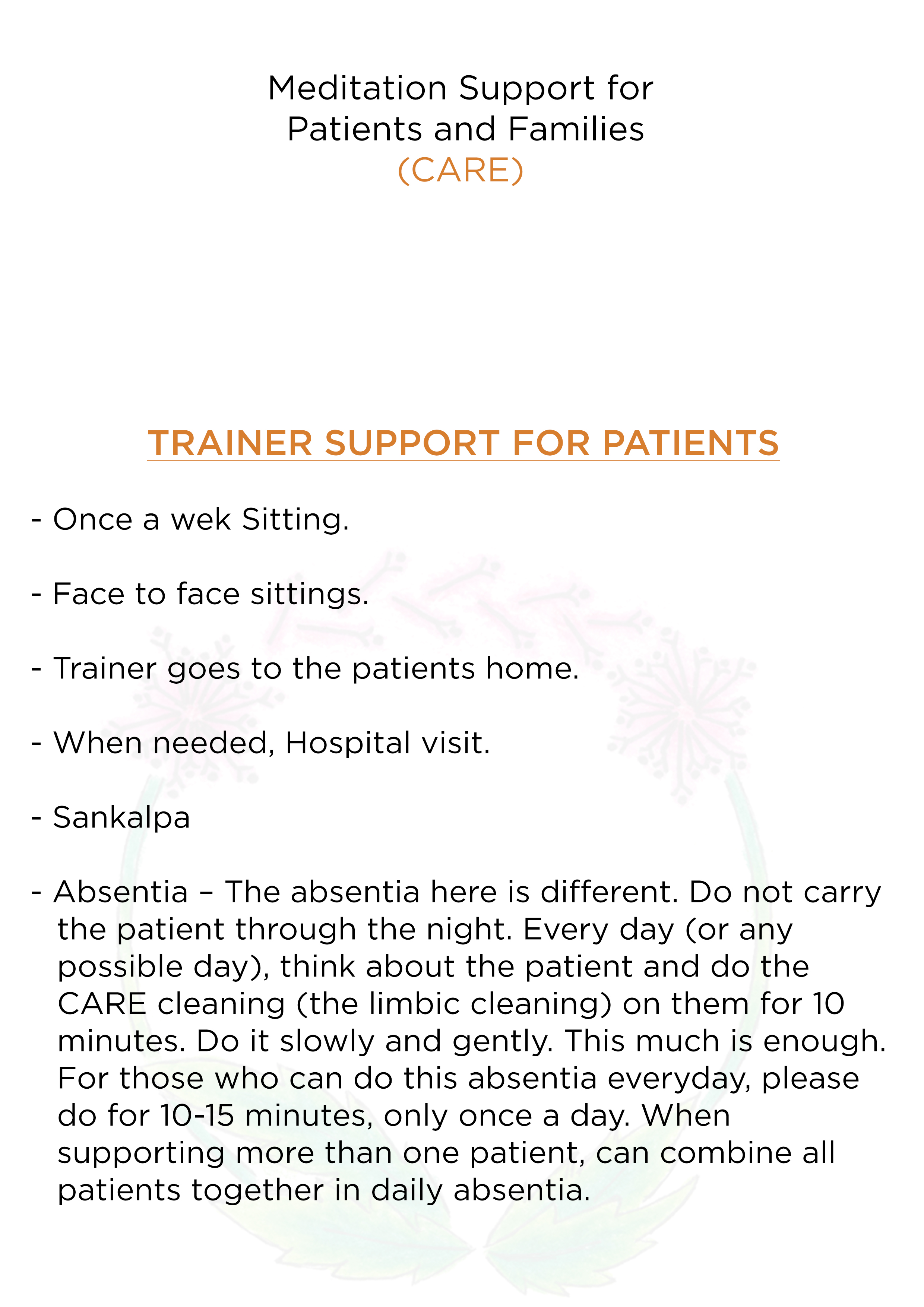 CARE – Trainer's Work